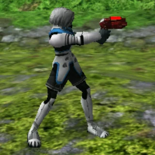 赤のハンドガンを装備したキャラクター